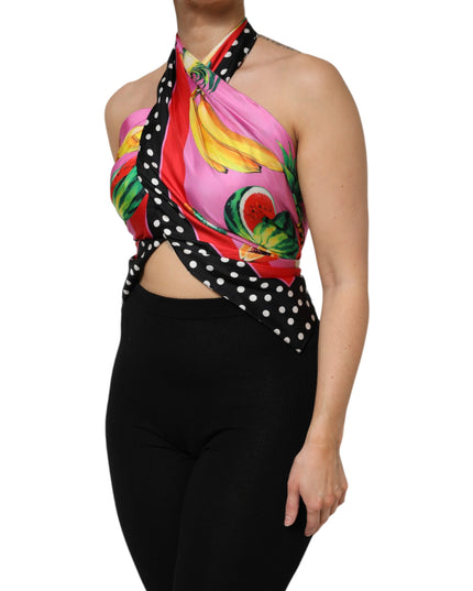 Dolce & Gabbana Multicolor Halter Party Evening Cropped Top