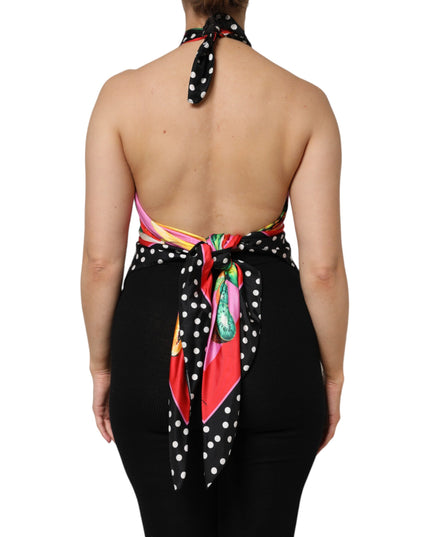 Dolce & Gabbana Multicolor Halter Party Evening Cropped Top
