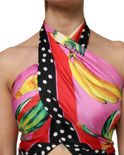 Dolce & Gabbana Multicolor Halter Party Evening Cropped Top