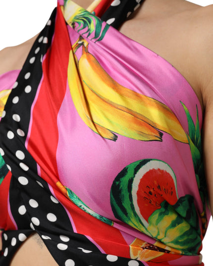 Dolce & Gabbana Multicolor Halter Party Evening Cropped Top