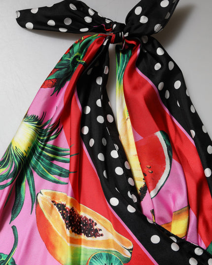 Dolce & Gabbana Multicolor Halter Party Evening Cropped Top