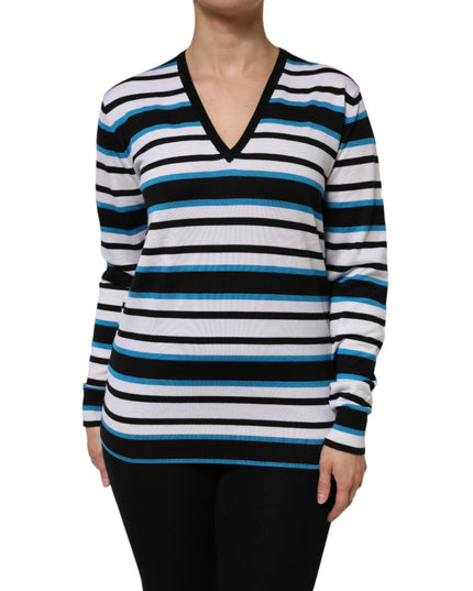 Dolce & Gabbana Multicolor Stripes Long Sleeves V-neck Top