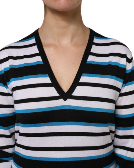 Dolce & Gabbana Multicolor Stripes Long Sleeves V-neck Top
