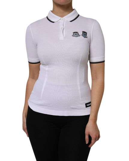 Dolce & Gabbana White Cotton Short Sleeves Collared Polo Top