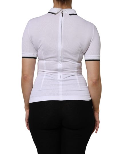 Dolce & Gabbana White Cotton Short Sleeves Collared Polo Top