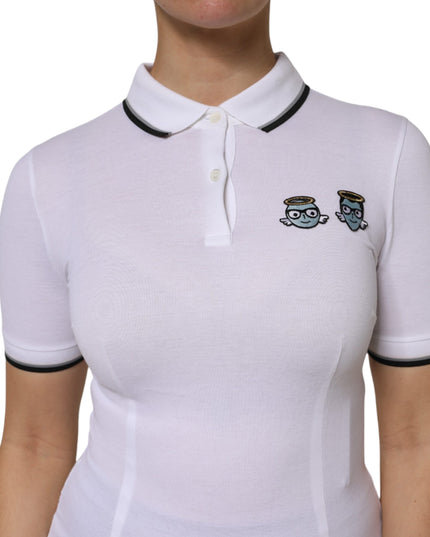 Dolce & Gabbana White Cotton Short Sleeves Collared Polo Top