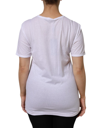 Dolce & Gabbana White Cotton Short Sleeves V-Neck Top T-shirt