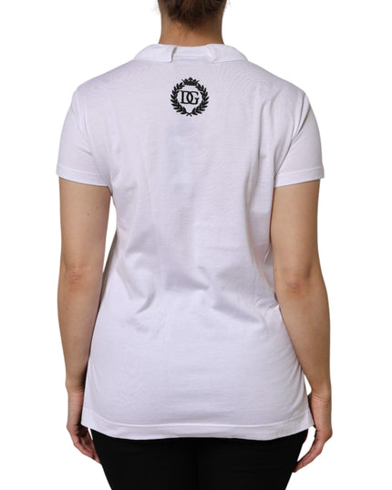 Dolce & Gabbana White Cotton Short Sleeve V-Neck Top T-shirt