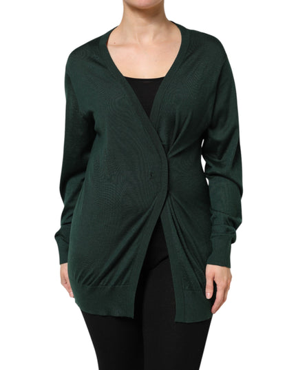 Dolce & Gabbana Dark Green Cashmere Silk Cardigan Sweater