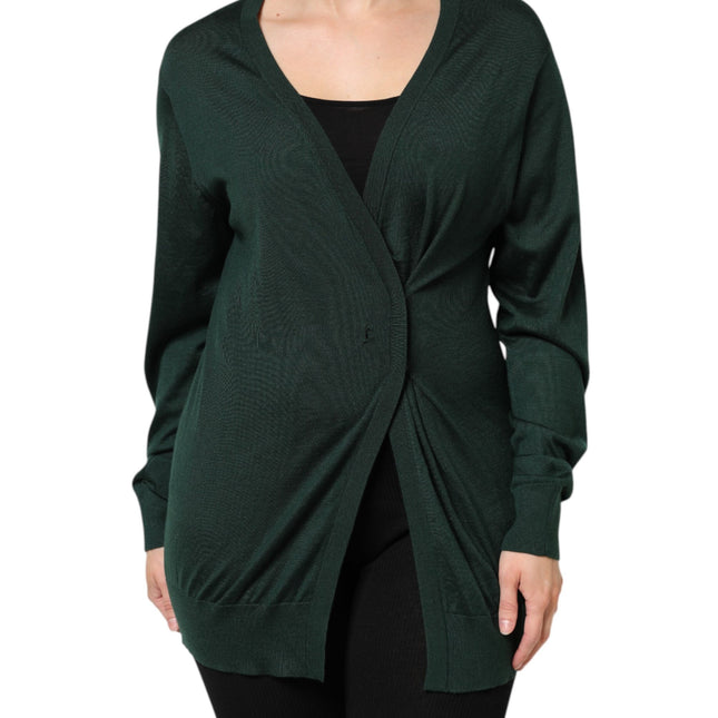 Dolce & Gabbana Dark Green Cashmere Silk Cardigan Sweater