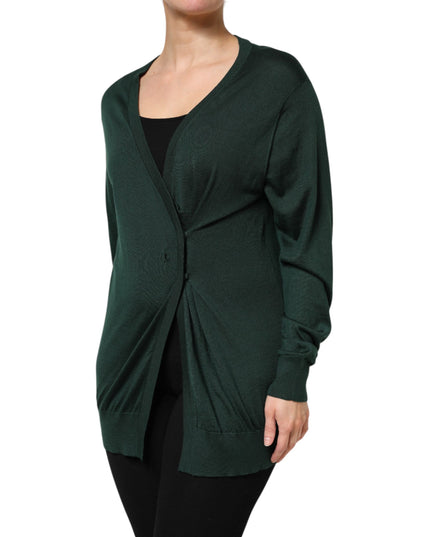 Dolce & Gabbana Dark Green Cashmere Silk Cardigan Sweater