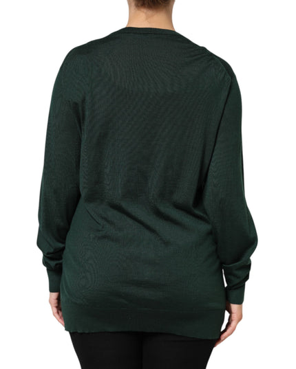 Dolce & Gabbana Dark Green Cashmere Silk Cardigan Sweater