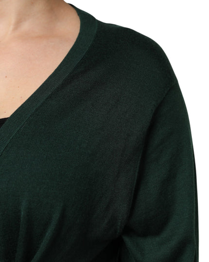 Dolce & Gabbana Dark Green Cashmere Silk Cardigan Sweater