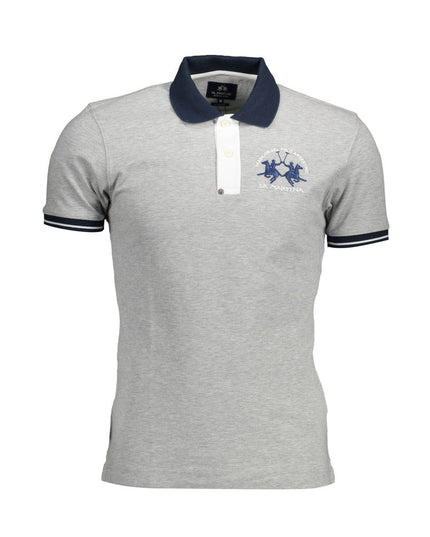 La Martina Gray Cotton Men Polo Shirt