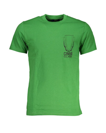 Cavalli Class Green Cotton T-Shirt