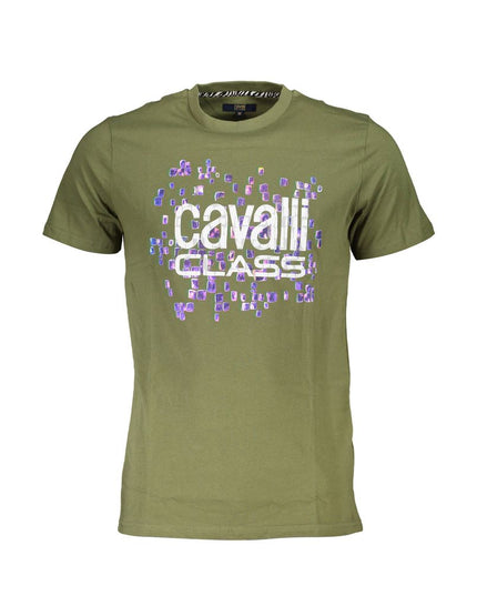 Cavalli Class Green Cotton Men T-Shirt