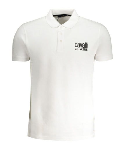 Cavalli Class White Cotton Polo Shirt