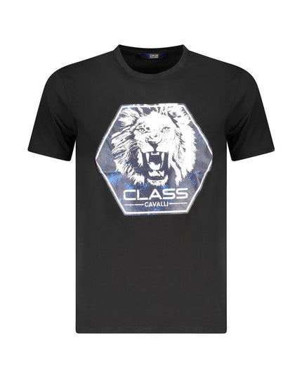 Cavalli Class Black Cotton Men T-Shirt