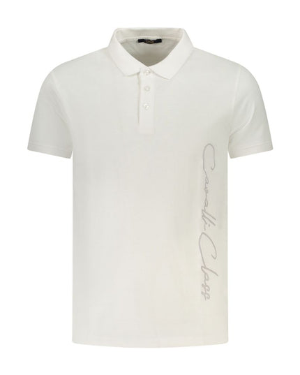 Cavalli Class White Cotton Men Polo Shirt