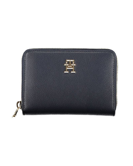 Tommy Hilfiger Sleek Blue Multipurpose Wallet with Zip Closure