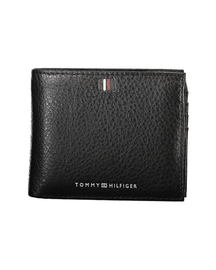 Tommy Hilfiger Sleek Black Leather Wallet with Ample Storage