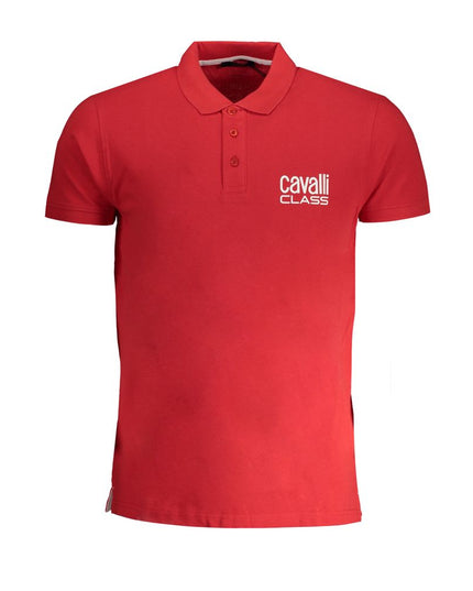 Cavalli Class Red Cotton Polo Shirt