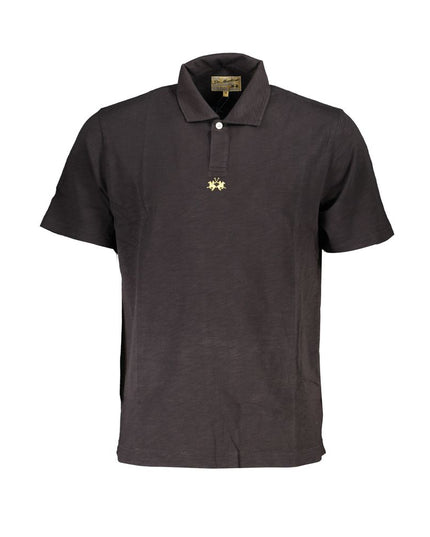 La Martina Elegant Black Cotton Polo Shirt Regular Fit