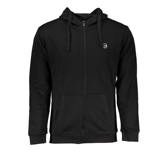 Sergio Tacchini Black Cotton Men's Hooded Sweater