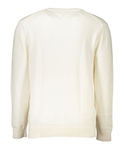 Tommy Hilfiger Chic White Crew Neck Cotton Sweater