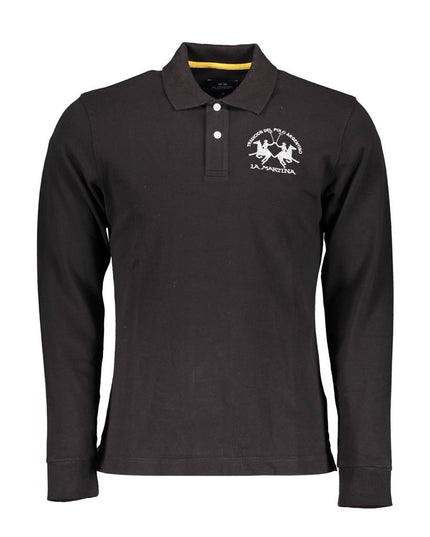 La Martina Elegant Long Sleeved Black Polo for Men