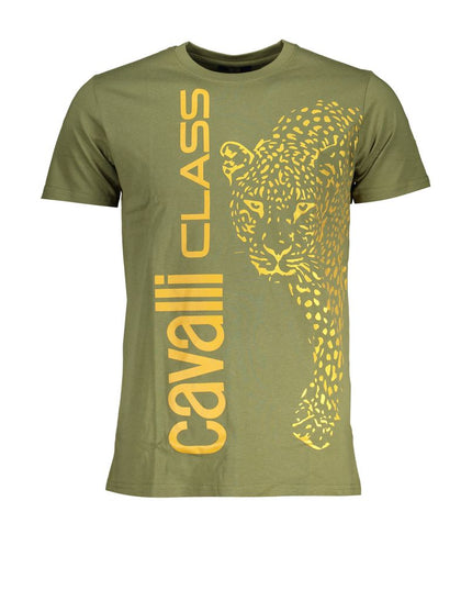 Cavalli Class Green Cotton T-Shirt