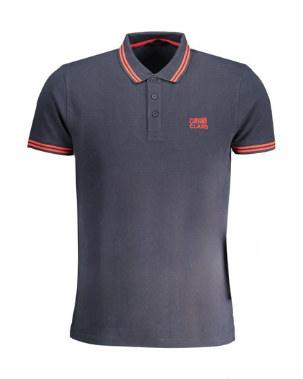 Cavalli Class Blue Cotton Men Polo Shirt