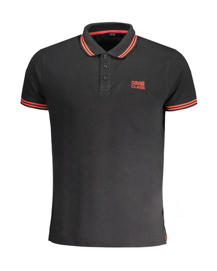 Cavalli Class Black Cotton Men Polo Shirt