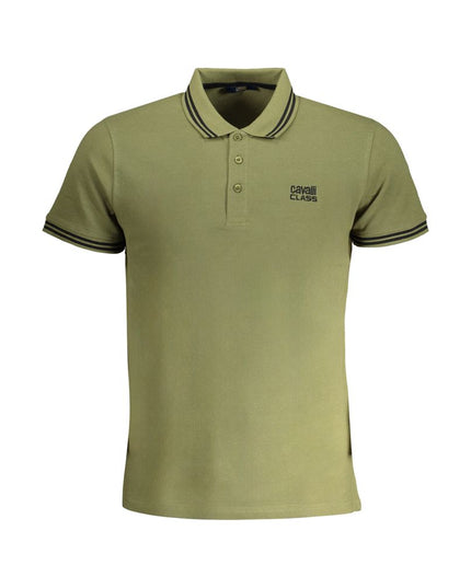 Cavalli Class Green Cotton Polo Shirt