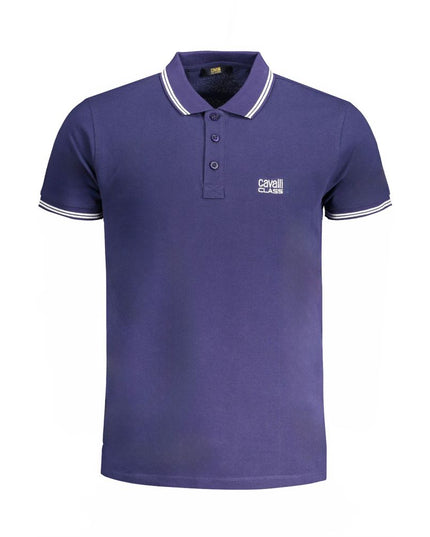 Cavalli Class Blue Cotton Polo Shirt