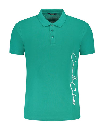 Cavalli Class Green Cotton Men Polo Shirt
