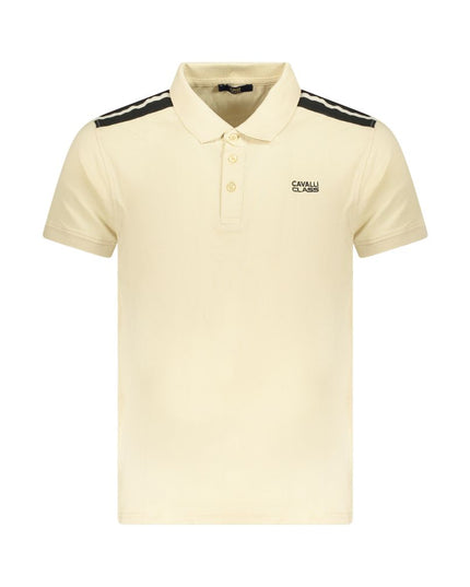 Cavalli Class Beige Cotton Men Polo Shirt