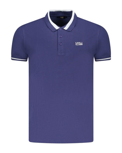 Cavalli Class Blue Cotton Men Polo Shirt
