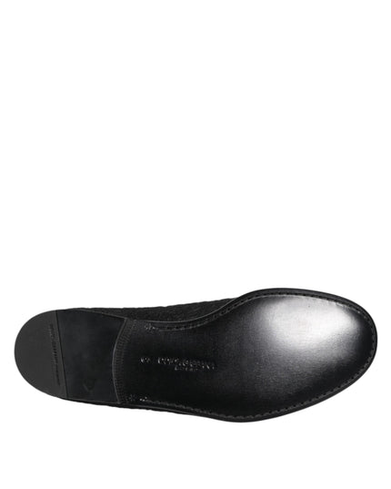 Dolce & Gabbana Black Jacquard Slip On Loafers Formal Shoes