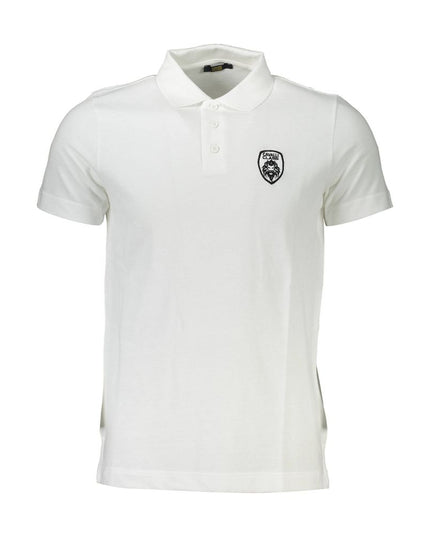 Cavalli Class White Cotton Men Polo Shirt