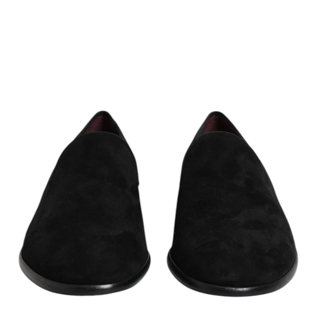Dolce & Gabbana Black Suede Slip On Loafers Formal Shoes