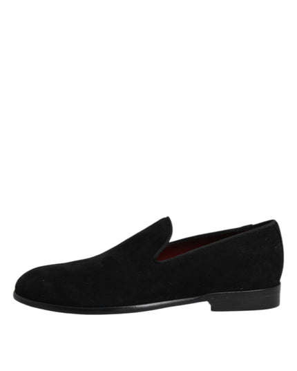 Dolce & Gabbana Black Suede Slip On Loafers Formal Shoes
