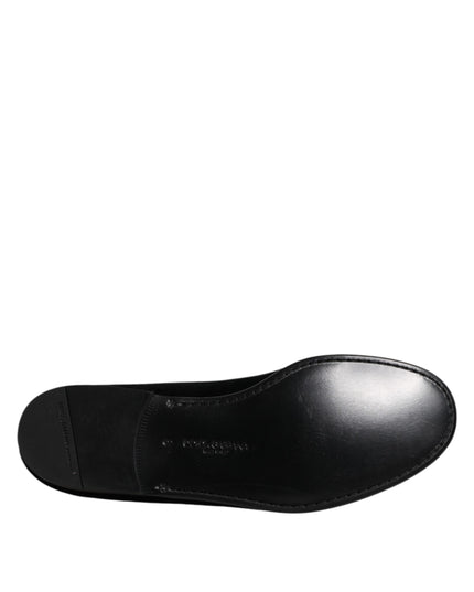 Dolce & Gabbana Black Velvet Slip On Loafers Formal Shoes