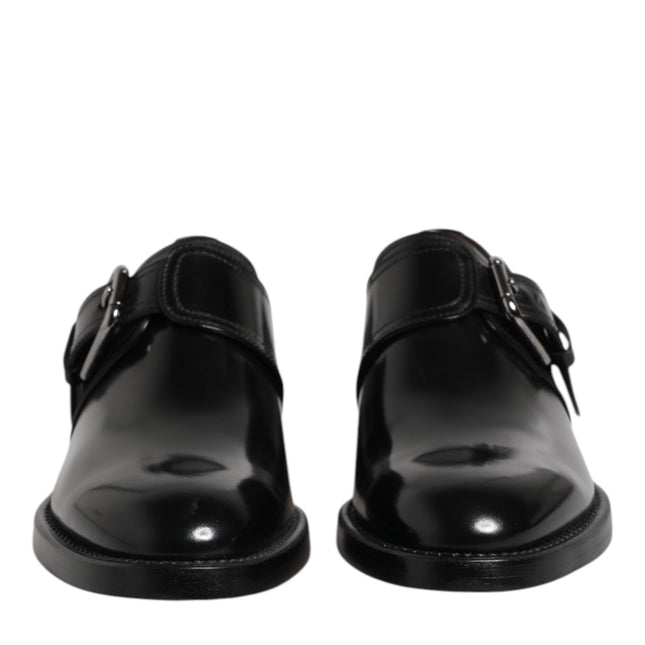 Dolce & Gabbana Black Leather Monk Strap Derby Formal Shoes