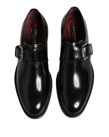 Dolce & Gabbana Black Leather Monk Strap Derby Formal Shoes