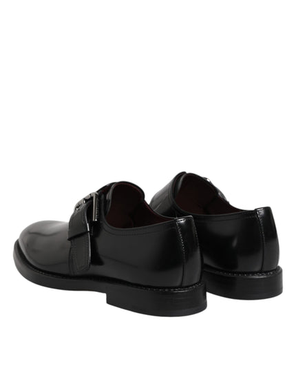 Dolce & Gabbana Black Leather Monk Strap Derby Formal Shoes