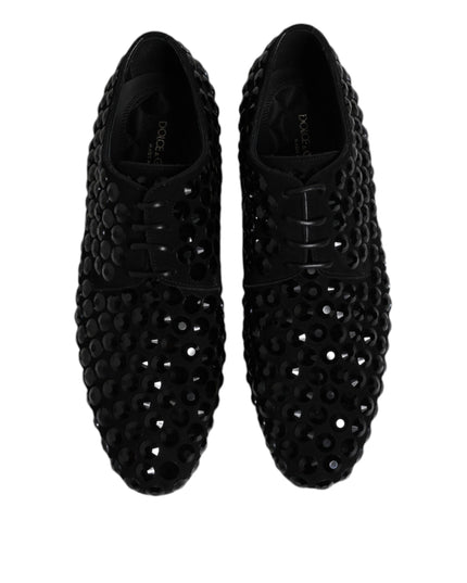 Dolce & Gabbana Black Suede Strass Derby Formal Shoes