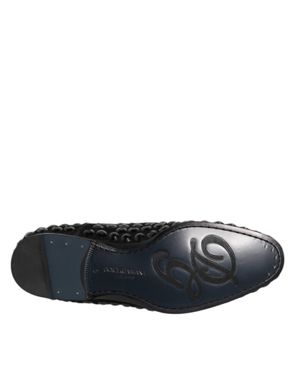 Dolce & Gabbana Black Suede Strass Derby Formal Shoes
