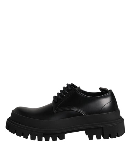 Dolce & Gabbana Black Leather Lace Up Derby Men Dress Shoes