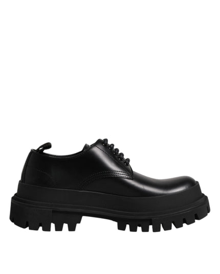 Dolce & Gabbana Black Leather Lace Up Derby Men Dress Shoes